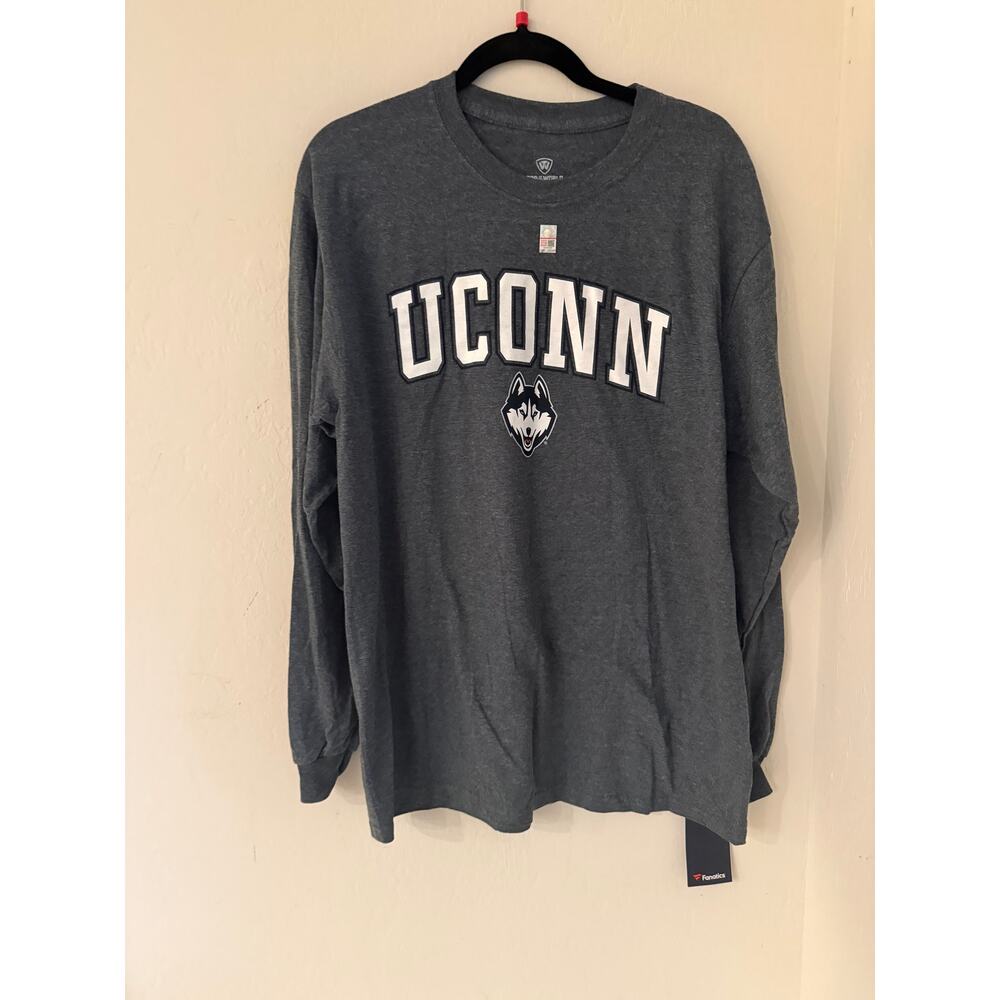 UConn Huskies Men's Top of the World Long Sleeve Gray T-shirt-Size Large -NWT